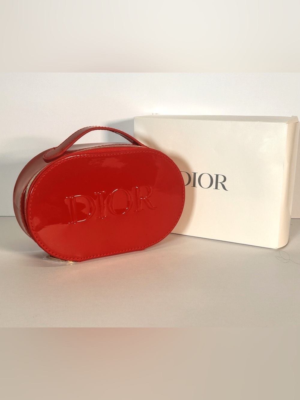 Dior Beauty Red Patent Oval Top-Handle Cosmetic Case GWP
